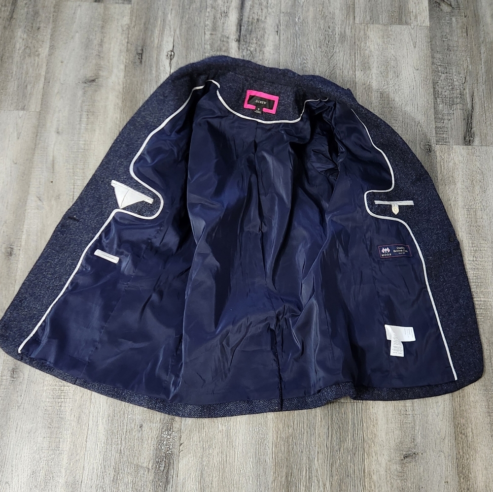 J. Crew‎ Long Parke Blazer In Navy Herringbone English Wool - Picture 12 of 16